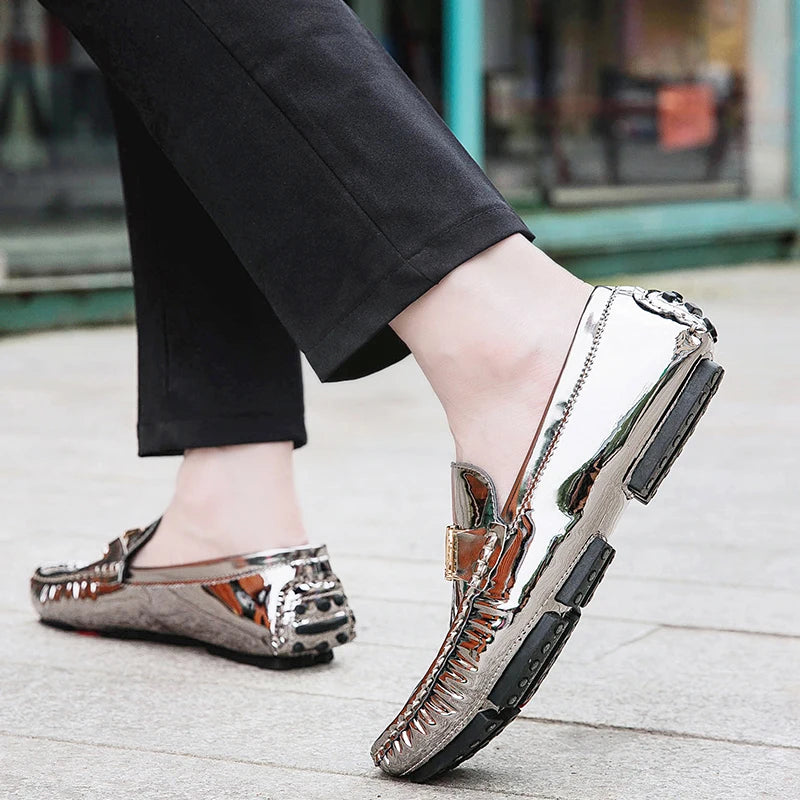 Men's Loafers for Spring and Summer, Slip-On Shoes, Korean Style Trendy Patent Leather Men's Shoes, Low-Top Lazy Shoes, Casual Shoes, Handmade