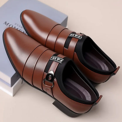Classic Leather Shoes for Men Slip on Pointed Toe Oxfords Formal Wedding Party Office Business Casual Dress Shoes Men's Loafers