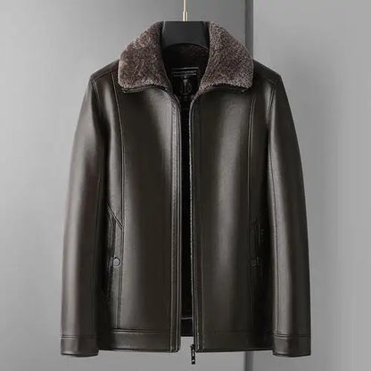 New Men's Leather Jackets Autumn Winter Fleece Warm Motorcycle Coat Fashion Business Casual PU Leather Jacket Men Slim Outerwear