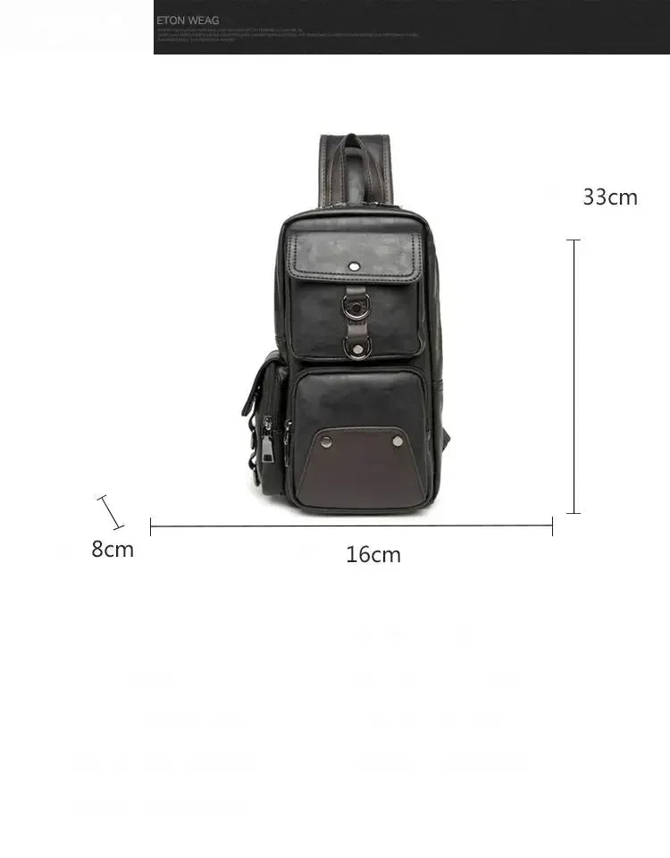Leather Crossbody Bags for Men Messenger Chest Bag 2024 New Fashion Casual Bag Waterproof PU Single Shoulder Bags Vintage Luxury