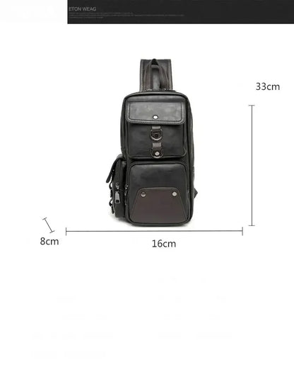 Leather Crossbody Bags for Men Messenger Chest Bag 2024 New Fashion Casual Bag Waterproof PU Single Shoulder Bags Vintage Luxury