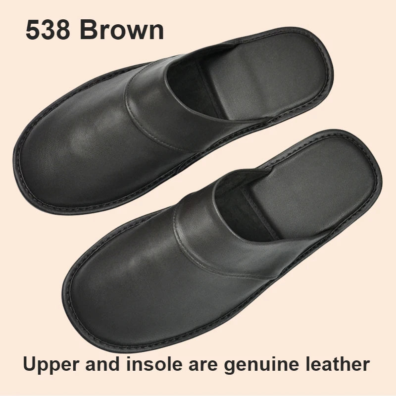 Soft Sheepskin Leather Slippers Homes in indoor slipper Spring Autumn men women elderly non-slip casual single shoes summer