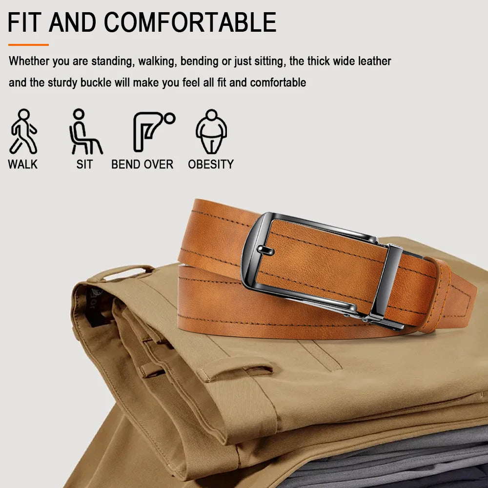 Men's Leather Belts Fashion Automatic Buckle PU Male Belts Luxury Business Designer Black Brown 115 125 135cm