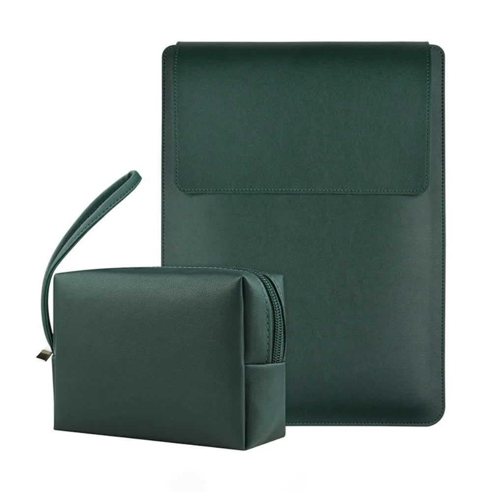 With Small Bag Laptop Sleeve Bag Bracket Design PU Leather Laptop Sleeve Case Adjustable Waterproof Laptop Bracket Inner Bag