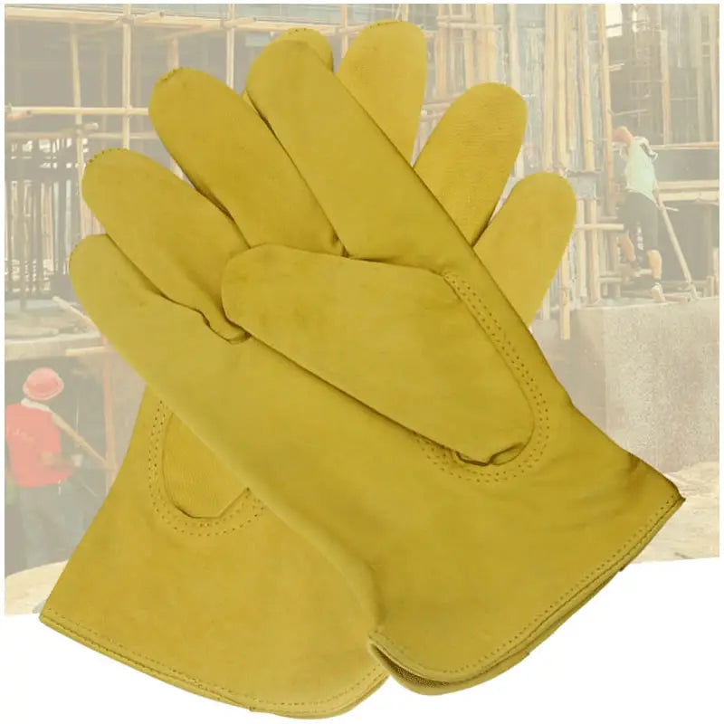 Leather Work Gloves Tear-Resistant Sheepskin Driver Labor Safety Gloves Home Garden Carrying Gloves Hands Protection