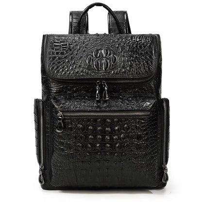 Crocodile Genuine Leather 15.6 inch Laptop Backpack Men Travel Bags Bagpack Waterproof Big Backpack For Teenager Schoolbag