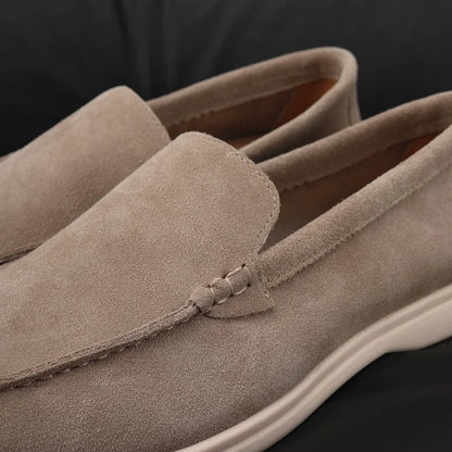 Men's Suede Leather Comfort Loafers, Flat Casual Slip-on Shoes, Fashion Suede Flats, Classic Round Toe Soft Leather Loafers 2025