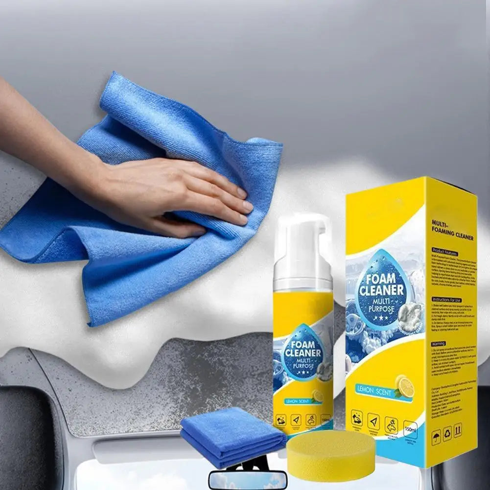 Multifunctional Car Foam Cleaner 150ml Lemon Scent Leather Upholstery for Car Interior Leather Plastic Fabric Car Bathroom Sofa