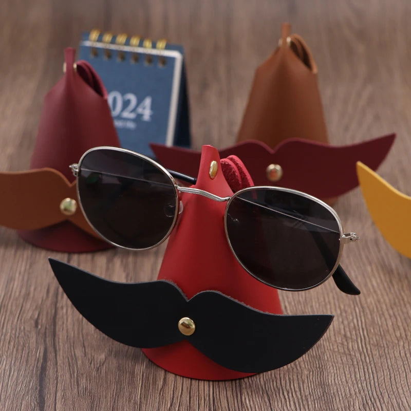 Personalized eyeglasses holder leather simple ins eyeglasses clip leather ornament set bearded eyeglasses accessories