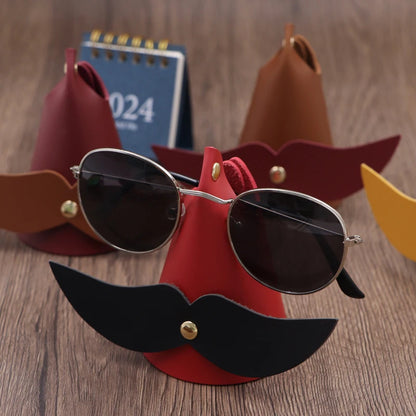 Personalized eyeglasses holder leather simple ins eyeglasses clip leather ornament set bearded eyeglasses accessories