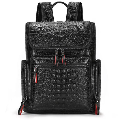 Crocodile Genuine Leather 15.6 inch Laptop Backpack Men Travel Bags Bagpack Waterproof Big Backpack For Teenager Schoolbag