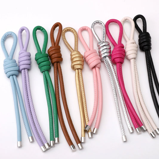 1 Stripe/Bag PU Leather Knotting Rope 18cm Colorful Woven Thread Pendants Handmade DIY Making Keychain Phone Chain Accessories