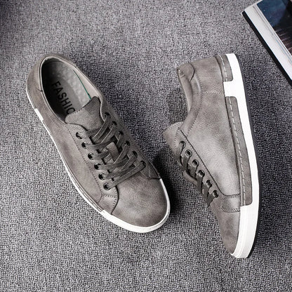 Men's Casual Leather Shoes for Men Fashion Four Seasons Breathable Lace-up Athletic Shoes Shallow Skate Shoes Large Sizes 38-48