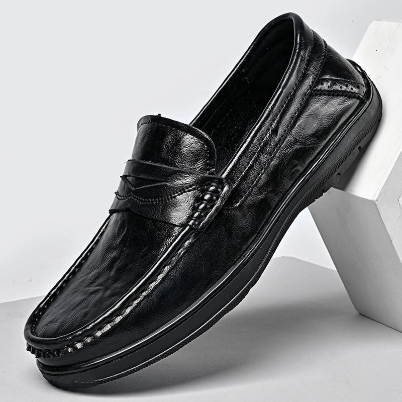 High-quality leather men's loafers spring and autumn new formal business shoes fashion casual shoes non-slip driving shoes