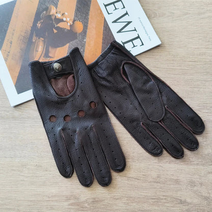 Men's Deer Skin Gloves Thin Lineless Outdoor Sunscreen Cycling Driving Leather Gloves
