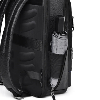 Men's Business Trip Backpack High Quality PU Leather Laptop Bag Men Commute Large Capacity Executive Office Travel Backpacks