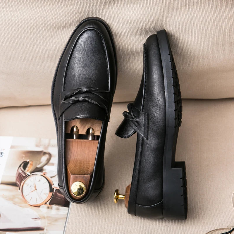 Men Casual Leather Shoes Dress Leather Loafers Men Classic Casual Business Shoes Trend Formal Party Social Leather Shoes Male