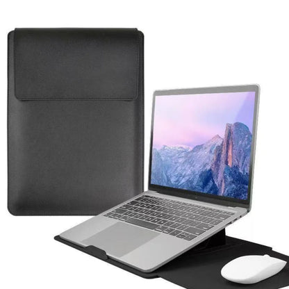 PU Leather 14 Inch Laptop Sleeve Bag Waterproof Adjustable Laptop Sleeve Case Ultra-thin Stain-resistant Laptop Stand Office