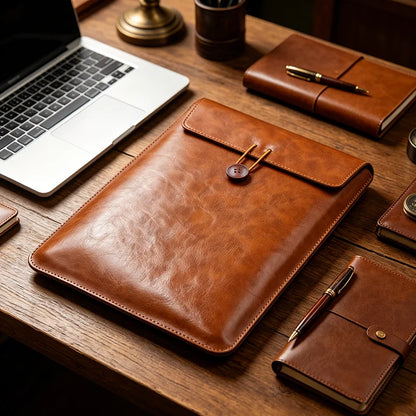 Ultra Lightweight And Soft PU Leather Retro 13/14/15/16 Inch Laptop Bag With Non-magnetic Buttons Suitable For MacBook Air Pro