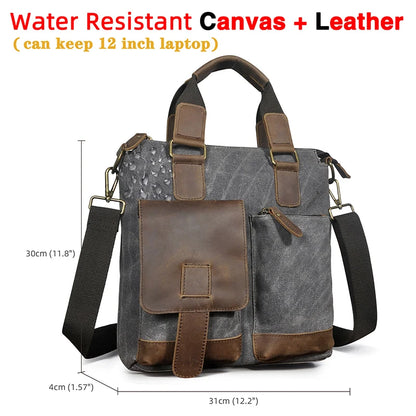 Men Original Leather Retro Designer Business Briefcase Casual 12" Laptop Travel Bag Tote Attache Messenger Bag Portfolio B259