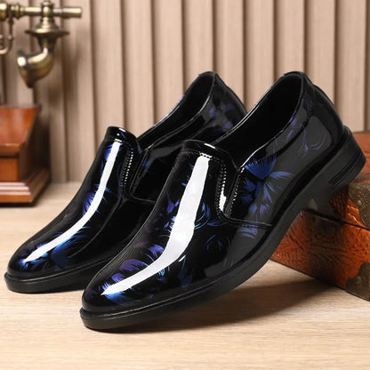 202 New Leather Shoes for Men Floral Pattern Men's Formal Shoes Luxury Business Oxford Male Office Wedding Flats Mocassin Homme