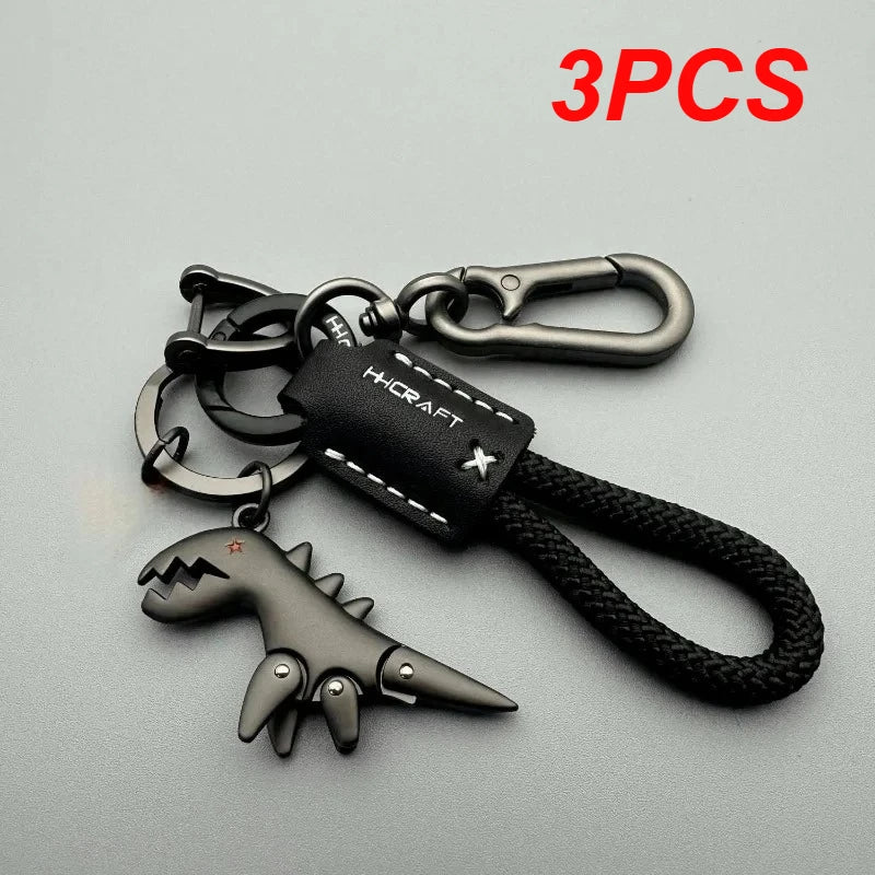 Motorcycle Decoration Accessories and Car Keychain Single Leather Woven Rope Metal Keychain Handbag Pendant Small Gift