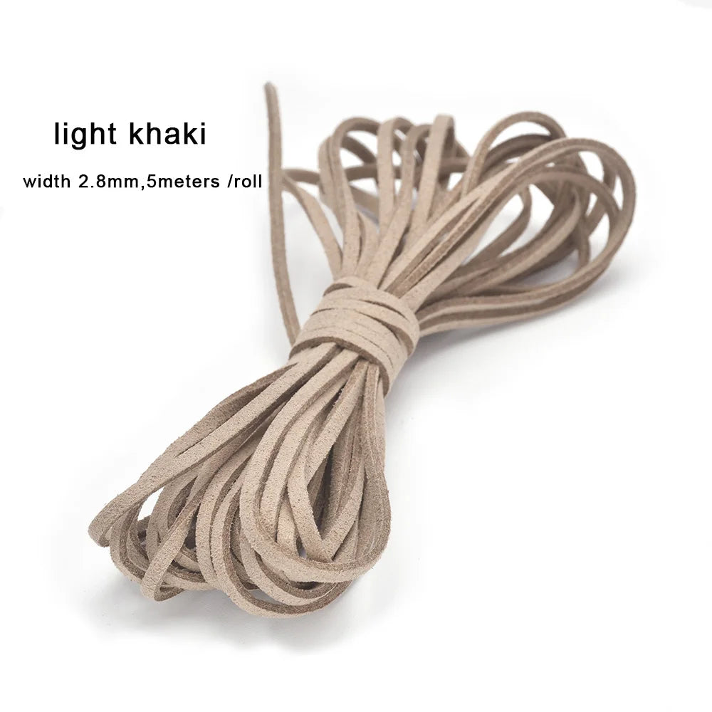 3MM 5M Micro-Fiber Flat Leather Lace Beading Thread Faux Suede Cord String Velvet Beading Supplies