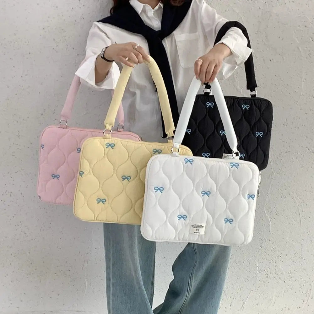 New 13-15.6inch Laptop Shoulder Bag Large Capacity Shockproof Tablet Sleeve Case Multifunctional Bowknot Laptop Handbag