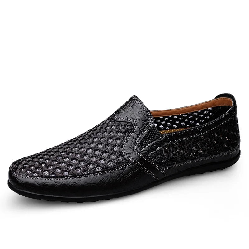 Leather Men Shoes Casual 2025  Men Loafers Moccasins Summer Breathable Slip on Boat Shoes Brand Driving Shoes Plus Size 38-47