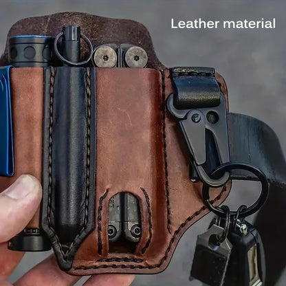 Tactical Multi Tool Belt Leather Bag Portable Tool Storage Bag Holster Outdoor Camping Hunting Waist PU Leather Pocket