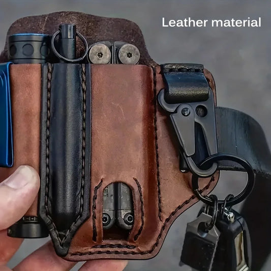Tactical Multi Tool Belt Leather Bag Portable Tool Storage Bag Holster Outdoor Camping Hunting Waist PU Leather Pocket