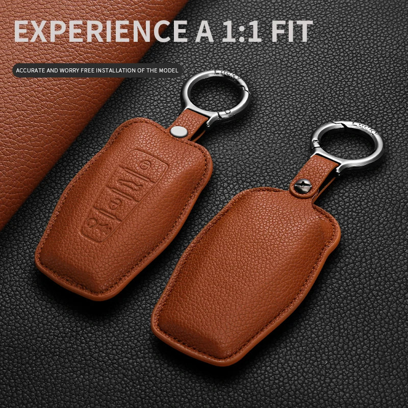 Leather Car Remote Key Case Accessories For Geely Emgrand 7 GX3 Atlas GS NL3 Gili EX7 GT Monjaro Boyue L PREFACE HAOYUE L ICON