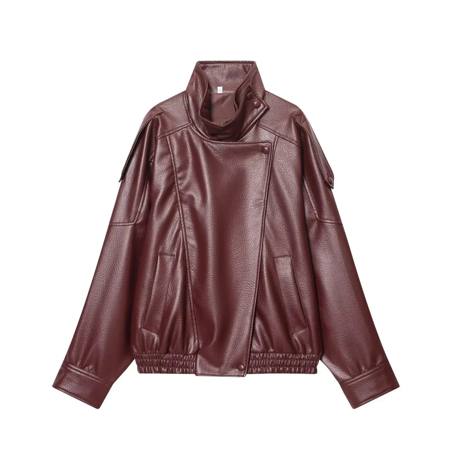 Women Fashion Leather Jacket Autumn Winter Loose Causal PU Faux Leather Jackets Coat Fashion Street Motorcycle Jackets