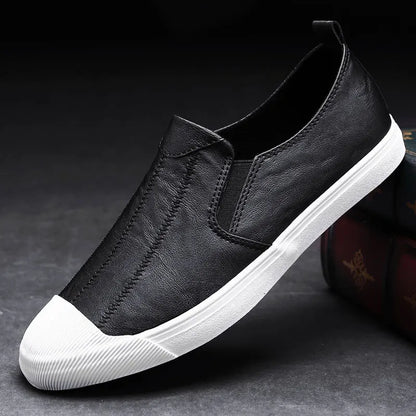 New Shoes for Men Leather Casual Shoes Spring Summer Fashion Men Slip-On Loafers Lightweight Leisure Flat Shoes