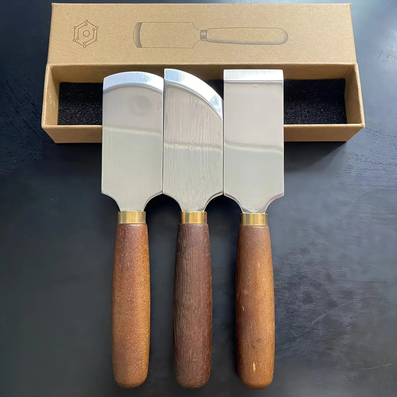 Leather Cutting Tools Straight Edge Beveled Edge Rounded Edge, Comfortable Grip Durable Wooden Handle, Precision Trimming and Th