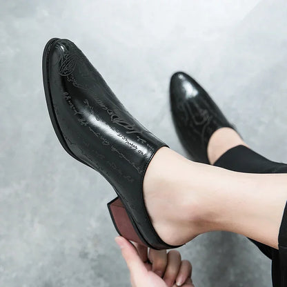 Men's Shoes High Quality Leather Casual Slippers Men Baotou Slippers Classic Slip-On Loafers Casual Leather Shoes Zapatos Hombre