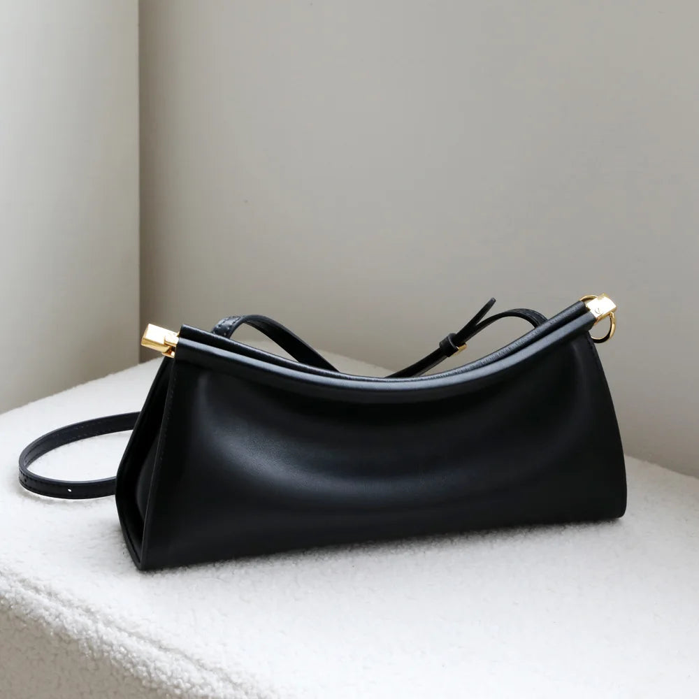 Women's Bags Genuine Leather Underarm Bag New Handbag Small Design High-End Clip Leather Simple Fashion Shoulder Bag Vintage