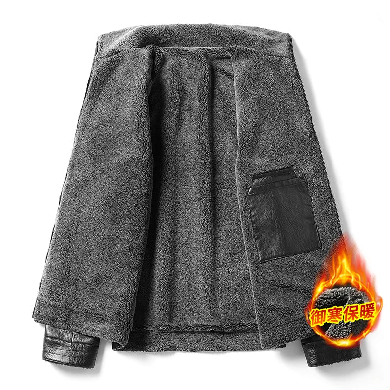Long Coat Business Biker Clothes Size M-4XL Men Leather Jackets Autumn Winter Motorcycle Soft Sheepskin Faux Leather Jackets