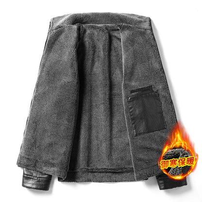 Long Coat Business Biker Clothes Size M-4XL Men Leather Jackets Autumn Winter Motorcycle Soft Sheepskin Faux Leather Jackets