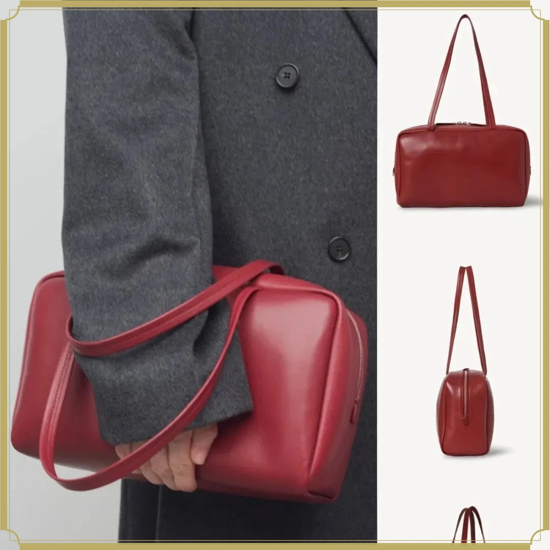 Handbags Shoulder Bag Women Female Sheepskin Bowling Bag Convenience for Commuting Single-shoulder Underarm Bag Leather Material