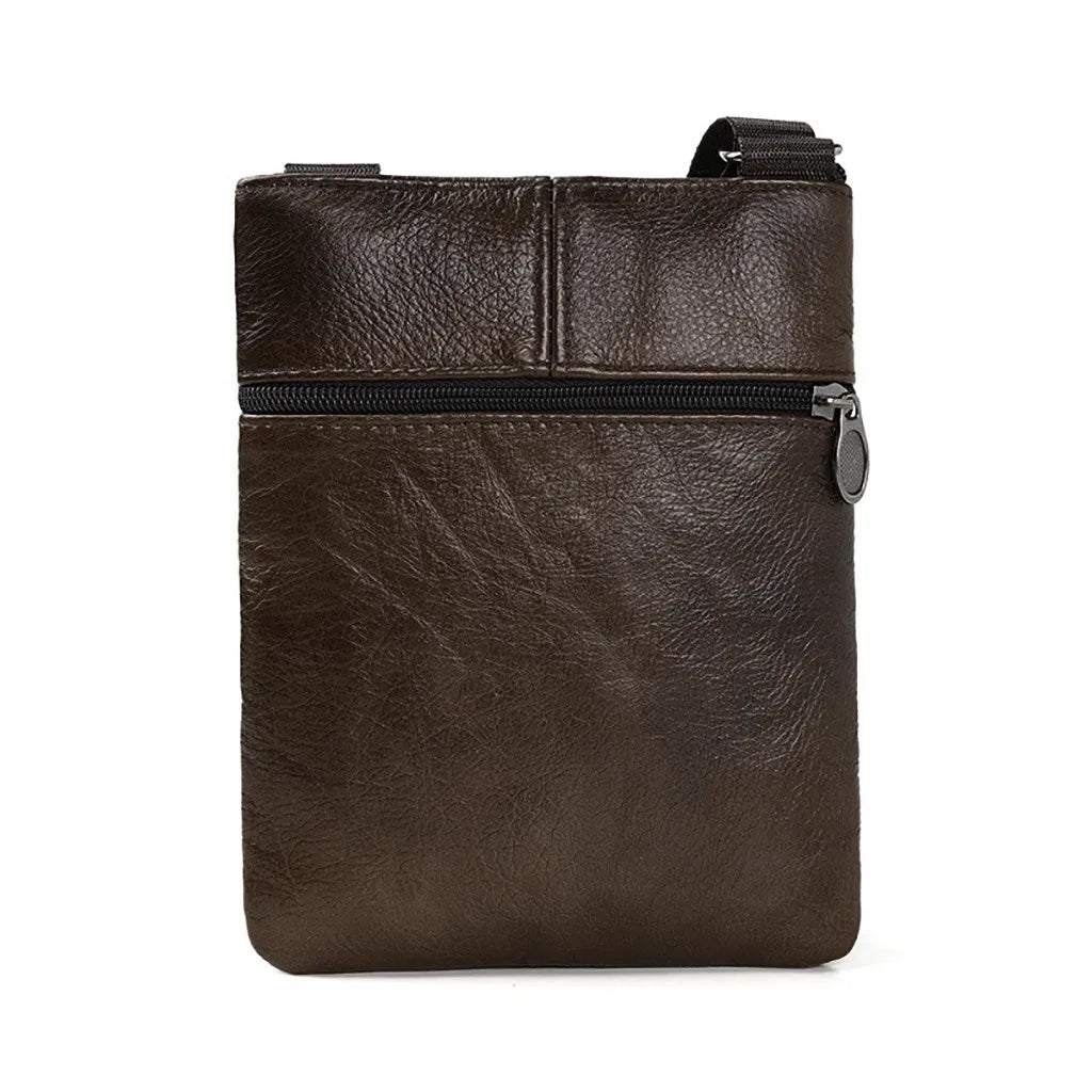 Men Fashion Leather Shoulder Bags Daily Commute Business Casual Messenger Bag Multiple Pockets Zipper Soft Shoulder Bags
