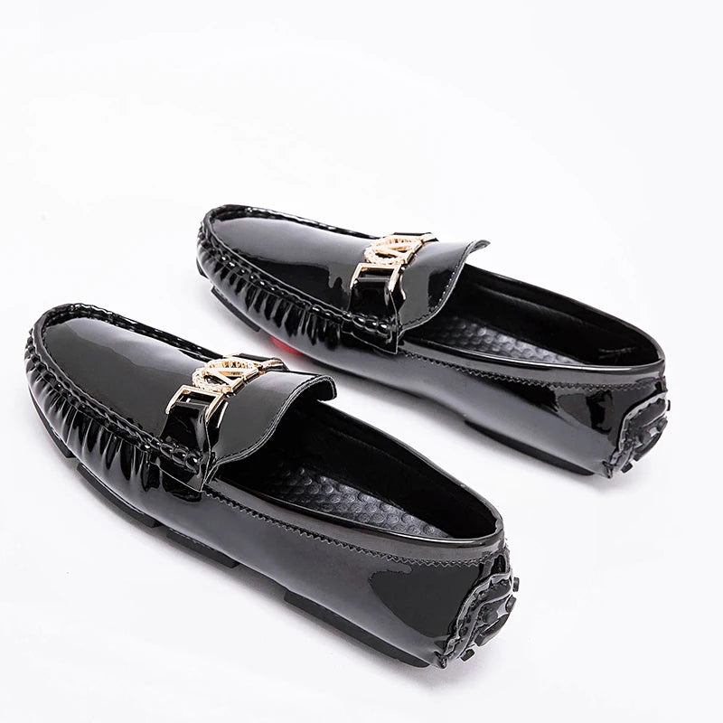 Men's Loafers for Spring and Summer, Slip-On Shoes, Korean Style Trendy Patent Leather Men's Shoes, Low-Top Lazy Shoes, Casual Shoes, Handmade