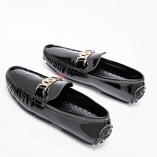 Men's Loafers for Spring and Summer, Slip-On Shoes, Korean Style Trendy Patent Leather Men's Shoes, Low-Top Lazy Shoes, Casual Shoes, Handmade