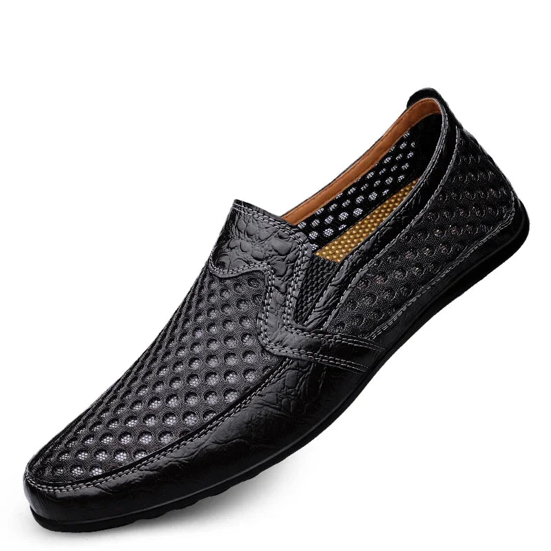 Leather Men Shoes Casual 2025  Men Loafers Moccasins Summer Breathable Slip on Boat Shoes Brand Driving Shoes Plus Size 38-47