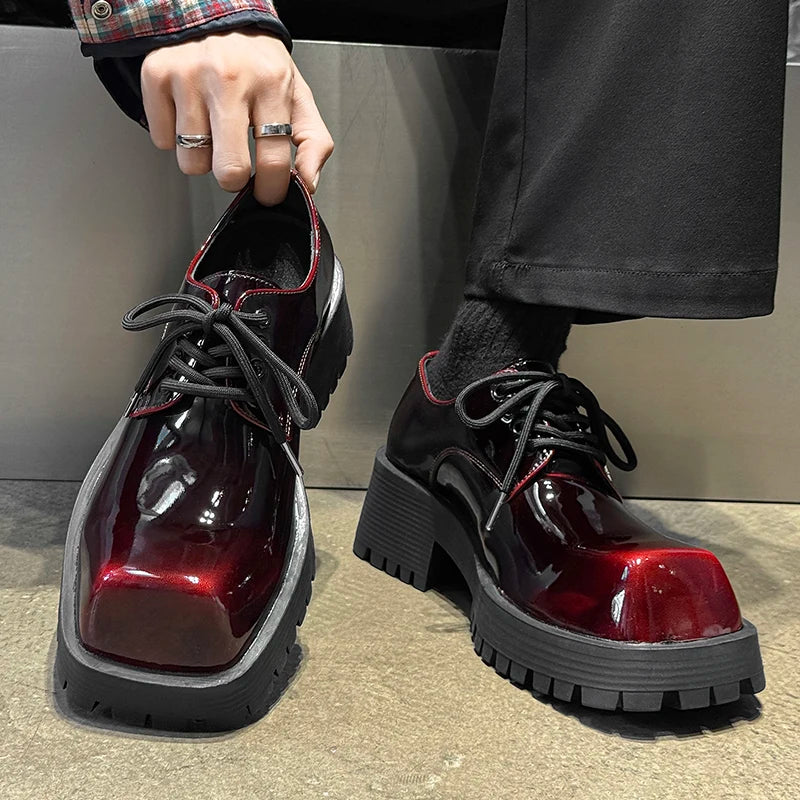 Men's thick soled leather shoes Luxury designer style Work Business Office fashion party 38-46 Casual lace up derby shoes
