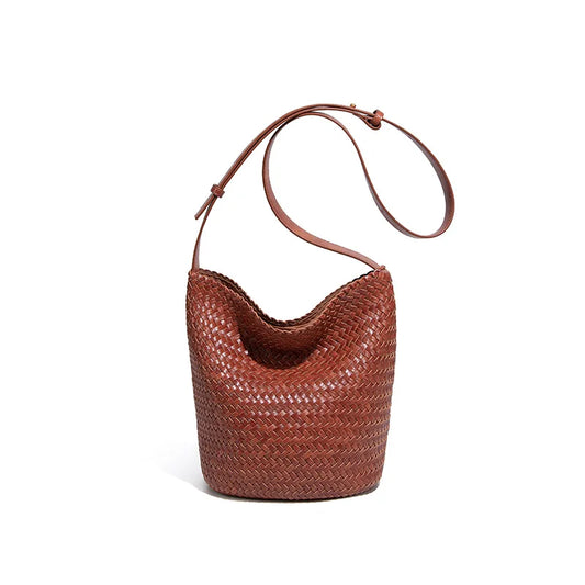 Women's Bag Handbag Designer Luxury Woven Bag Knitting Handmade Bag PU Leather Shoulder Bucket Bag for Casual Stylish Ladies