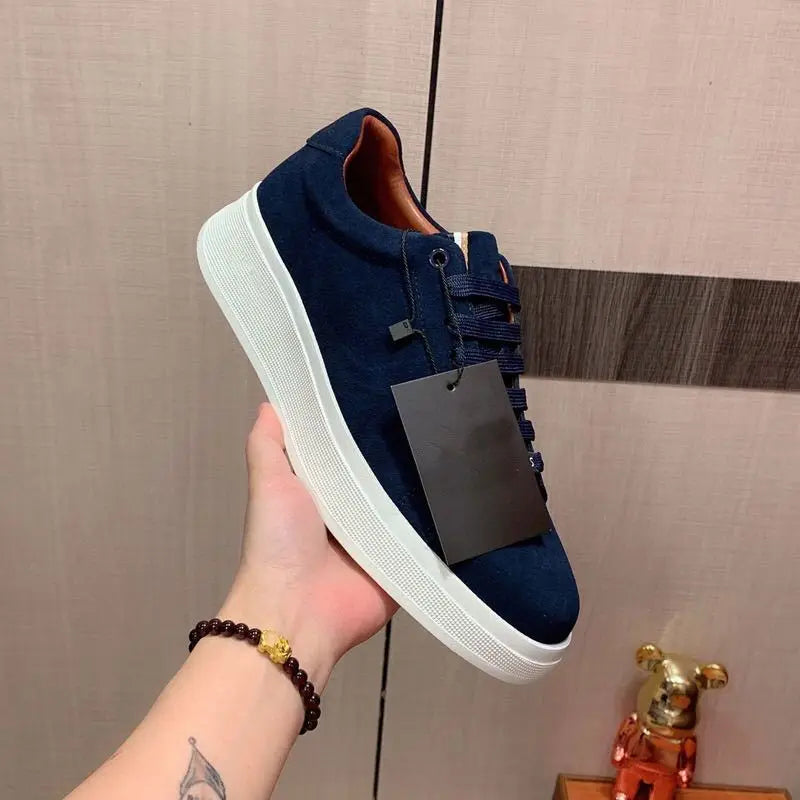 Classic Business Men Leather Casual Shoes Flats Skateboard Shoes Print Lace-up Comfortable Man Non Slip Sneakers Zapatos Hombre