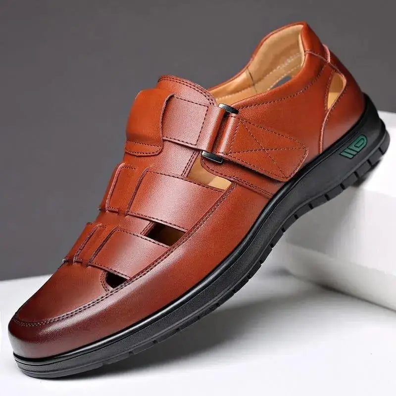 2026 Men Leather Shoes Business Casual Forma Wear High Heels Soft Sole Non-Slip Summer Sandals Black Leather Shoes Luxury Shoes