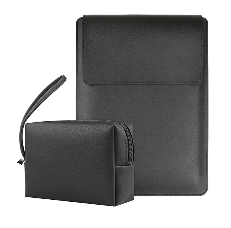 Custom Name Leather 14 Inch Laptop Bag Set Large Capacity Mouse USB Storage Bag Business Computer Stand Waterproof Briefcase