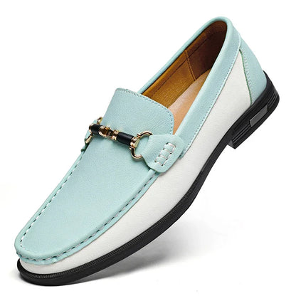 Luxury Brand Genuine Leather Mens Shoes Wedding  Slip on Loafers New Trend Metal Buckle Moccasins Versatile Male Business Shoes